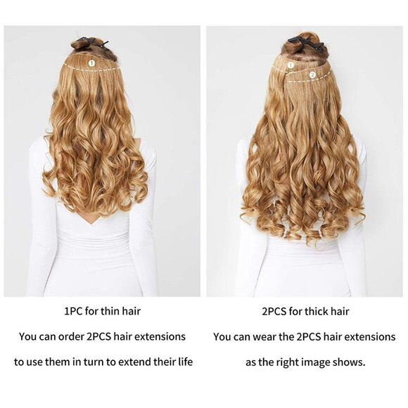 3/$30  20" 1-pack 3/4 Full Head Curly Wave Clips in on Synthetic Hair Extensions - Picture 4 of 15